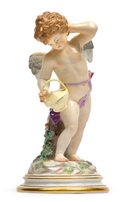 Amor hält Korb in der Rechten, - Antiquitäten (Möbel, Skulpturen, Glas und Porzellan)