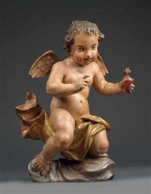 Baroque angel with flaming heart, - Works of Art (Furniture, Sculpture, Glass and porcelain)