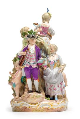 A large music group with 7 figures, - Works of Art (Furniture, Sculpture, Glass and porcelain)