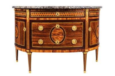 Demi-lune salon chest of drawers, - Starožitnosti (Nábytek, Sochařská díla, Sklo, Porcelán)