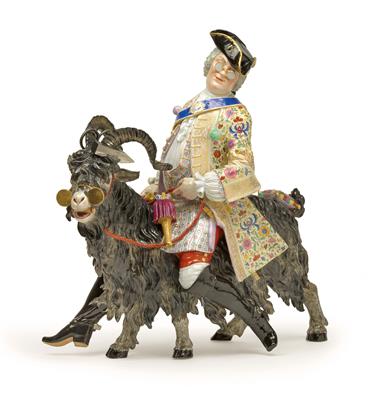 ‘The tailor on the ram’ as a centrepiece, - Works of Art (Furniture, Sculptures, Glass, Porcelain)