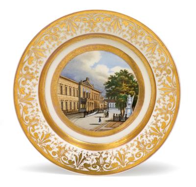 ‘The palace of Prince Carl in Berlin’ A plate with vedute, - Works of Art (Furniture, Sculptures, Glass, Porcelain)