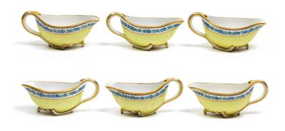 Small saucières or drinking bowls with handles, - Works of Art (Furniture, Sculptures, Glass, Porcelain)