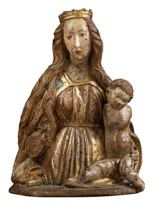 Small late Gothic Madonna and child, - Works of Art (Furniture, Sculptures, Glass, Porcelain)