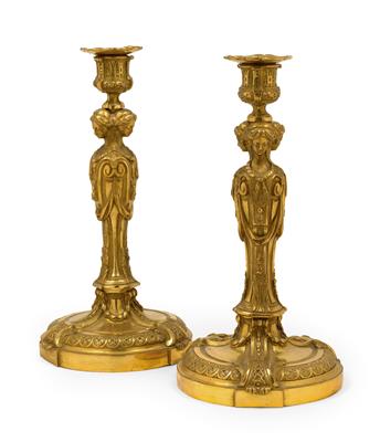 Pair of candlesticks, - Starožitnosti (Nábytek, Sochařská díla, Sklo, Porcelán)