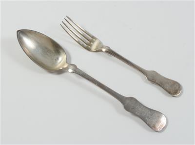 6 Wiener Silber Vorspeisengabeln und 6 Suppenlöffel, - Antiques and Paintings