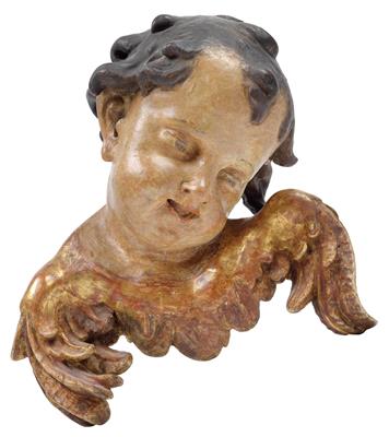 A Baroque head of an angel, - Oggetti d'arte (mobili, sculture, vetri, porcellane)