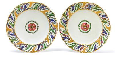 Two dessert plates for the Marquis de Durfort, - Oggetti d'arte (mobili, sculture, vetri, porcellane)