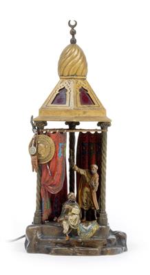 F. X. Bergmann - Lampe mit Darstellung eines Händlers, - Antiquitäten (Möbel, Skulpturen, Glas, Porzellan)