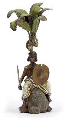 F. X. Bergmann – A Nubian man under a palm tree, - Works of Art (Furniture, Sculptures, Glass, Porcelain)