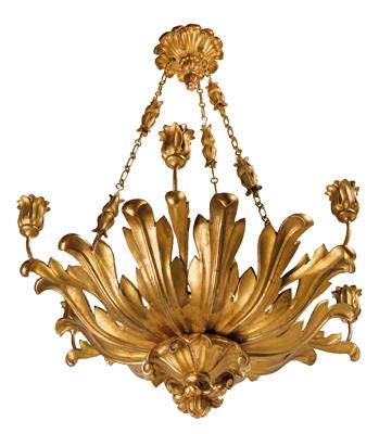 Large Late Biedermeier wooden chandelier, - Works of Art (Furniture, Sculptures, Glass, Porcelain)