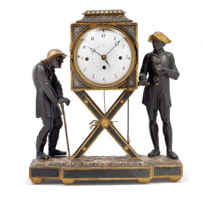 A classicising clock with figures, ‘laterna magica’ - Works of Art (Furniture, Sculptures, Glass, Porcelain)