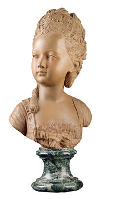 The bust of a girl after Houdon, - Works of Art (Furniture, Sculptures, Glass, Porcelain)
