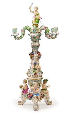 A pair of large candelabra with allegories of the 4 elements, - Oggetti d'arte (mobili, sculture, vetri, porcellane)