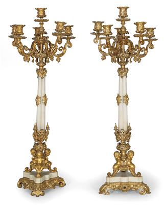 Pair of candelabras, - Works of Art (Furniture, Sculptures, Glass, Porcelain)