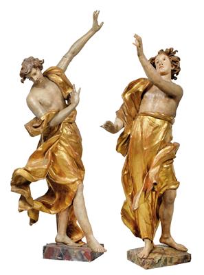 A pair of finely worked Baroque angels, - Works of Art (Furniture, Sculptures, Glass, Porcelain)