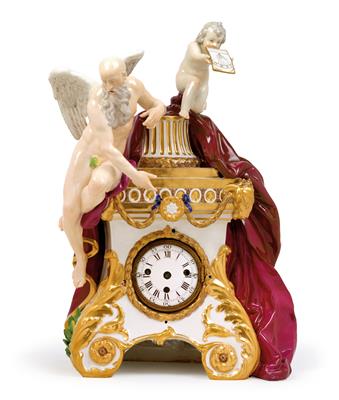 A porcelain clock case, - Works of Art (Furniture, Sculptures, Glass, Porcelain)