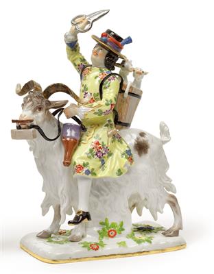 A figure of a tailor on a billy goat, - Starožitnosti (Nábytek, Sochařská díla, Sklo, Porcelán)