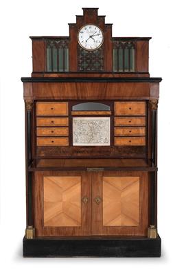 Important Biedermeier clock desk, - Starožitnosti