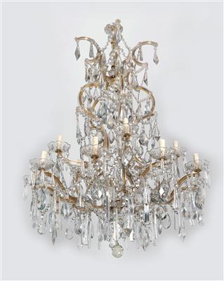 Splendid glass chandelier of an elongated crown shape, - Starožitnosti