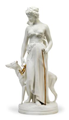 A figure of Diana with hound, - Works of Art
