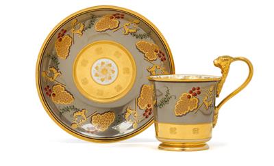 An exquisite cup and saucer, - Starožitnosti