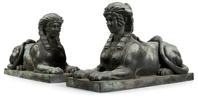 Pair of bronze Sphinxes, - Works of Art