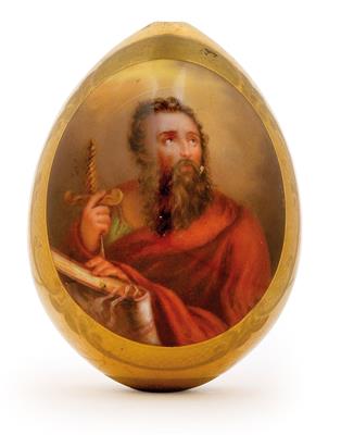 A Russian porcelain egg with the Apostle Paulus, - Oggetti d'arte