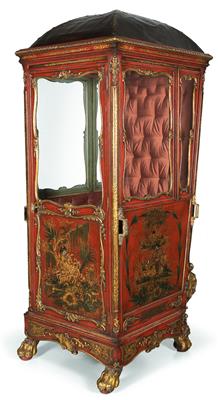 Rare model of a sedan chair with lacquer and chinoiserie decoration, - Works of Art