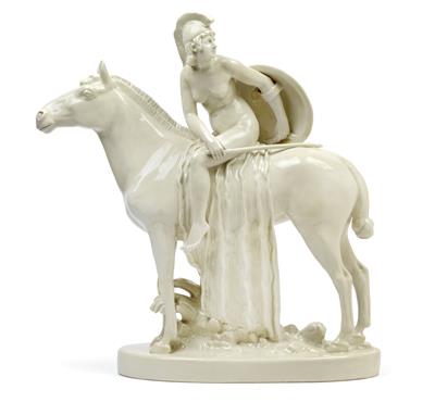 A mounted Valkyrie, nude, - Works of Art