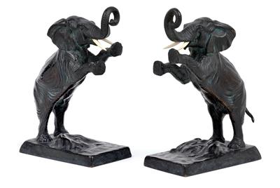 Anton Chotka (1881-1955) – two bookends in the form of elephants, - Works of Art