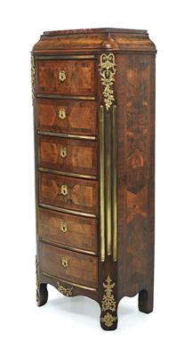 Tall narrow chiffonnier or chest of drawers, - Works of Art