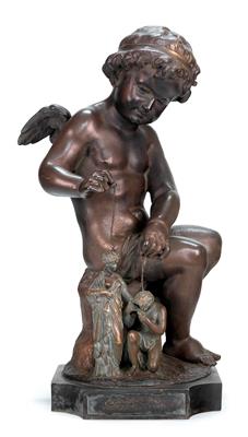 Skulptur "Amor spielt mit Liebespaar", - Antiquitäten