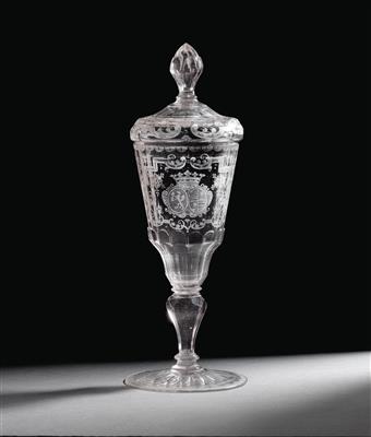 A wedding goblet with cover with princely combined coat of arms, - Oggetti d'arte