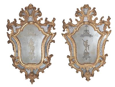 Pair of large Italian Rococo wall mirrors, - Works of Art