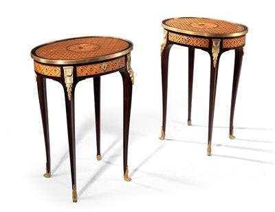 Pair of oval side tables, - Works of Art
