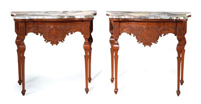 Pair of rare Late Baroque Neo-Classical console tables, - Starožitnosti