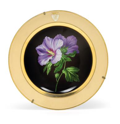 A botanic plate 'Hibiscus syriacus', - Furniture and works of art