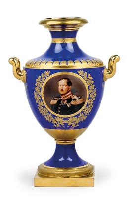 A large imperial vase featuring the portrait of 'König Friedrich Wilhelm III. von Preussen', - Furniture and works of art