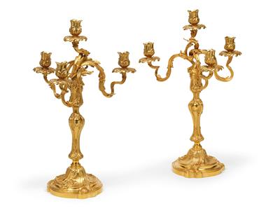 A pair of four-flame candelabras, - Nábytek