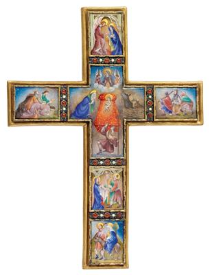 A Spanish enamel crucifix, - Mobili e oggetti d'arte