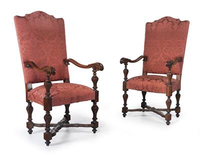 Pair of Baroque armchairs, - Furniture and works of art