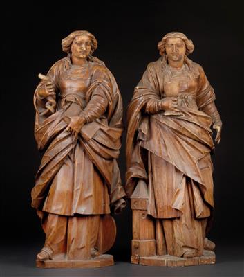Two Renaissance sculptures, St Christina and St Barbara, - Furniture and works of art