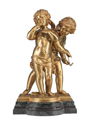 “Two putti playing” - Starožitnosti - Nábytek, Sochařská díla, Sklo a Porcelán