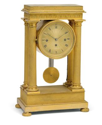 A Biedermeier bronze portico clock - Works of Art - Furniture, Sculptures, Glass and Porcelain