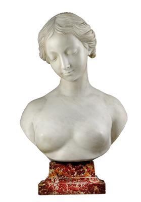 A bust of a young lady, - Starožitnosti - Nábytek, Sochařská díla, Sklo a Porcelán