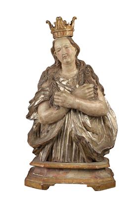 A female saint, - Works of Art - Furniture, Sculptures, Glass and Porcelain