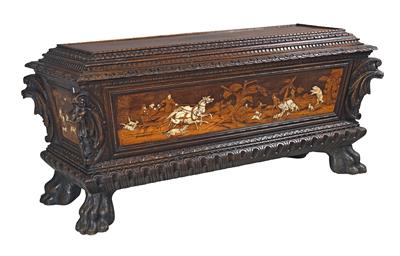 A large, impressive chest, - Works of Art - Furniture, Sculptures, Glass and Porcelain