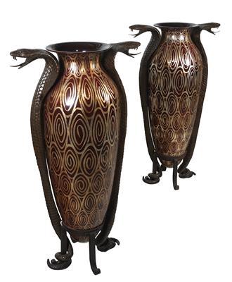 A pair of large floor vases with base, - Works of Art - Furniture, Sculptures, Glass and Porcelain