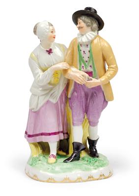 A peasant couple on a Sunday stroll, - Oggetti d'arte - Mobili, sculture, vetri e porcellane